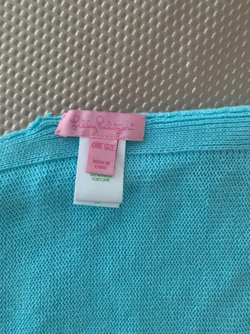 Lilly Pulitzer Aqua Pink Colorblock Tassel Poncho Wrap One Size Cotton Blend - Picture 6 of 10
